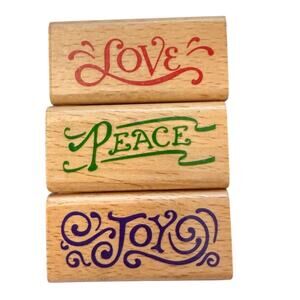 Love, Peace And Joy EUC Rubber Stamp Set Of 3